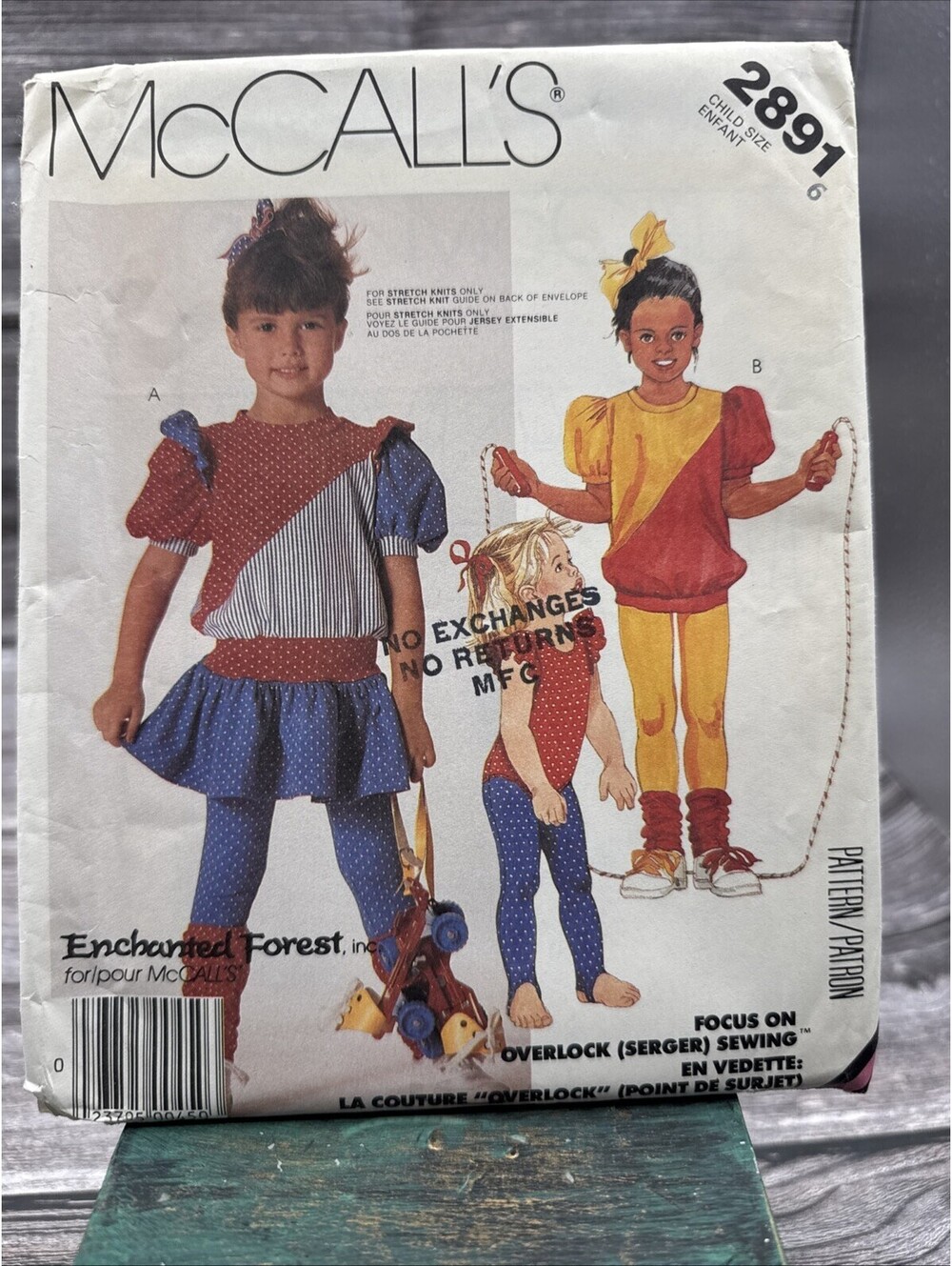 McCalls 2891 Girls Dress Top Bodysuit Tights Leg Warmers 2 Way Stretch Size 6